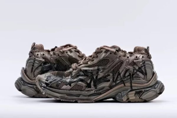 BALENCIAGA Graffiti Runner Sneakers in Mesh Nylon 3