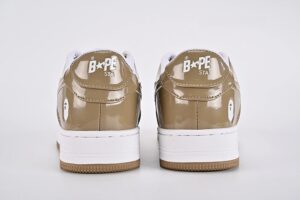 A Bathing Ape Bape Sta Patent Leather White Khaki 2023 4