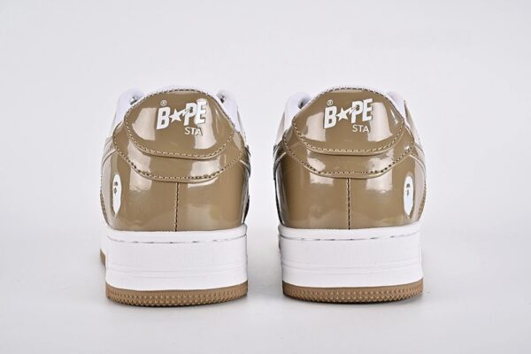 A Bathing Ape Bape Sta Patent Leather White Khaki 2023 4