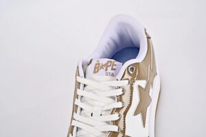 A Bathing Ape Bape Sta Patent Leather White Khaki 2023 5