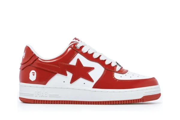 A Bathing Ape Bape Sta Patent Leather White Red 2023