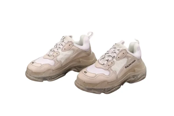 Mens Triple S Mesh Leather Sneakers White Replica 1