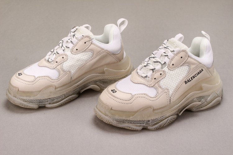 Mens Triple S Mesh Leather Sneakers White2
