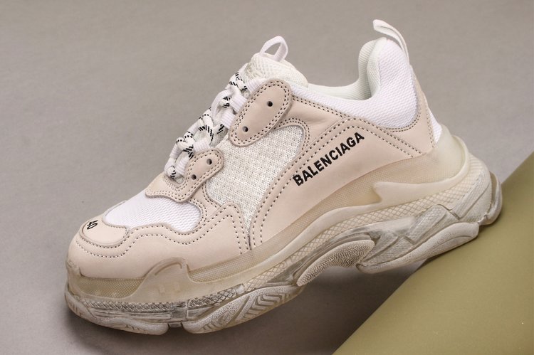 Mens Triple S Mesh Leather Sneakers White4