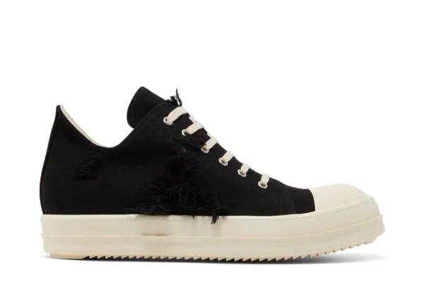 Rick Owens DRKSHDW Strobe Cotton Denim Slashed Low Black Milk