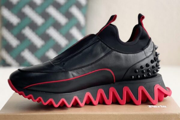 Chistian Loubouti Sharkyloub SP Spikes Sneakers Calf leather neoprene and spikes black 3
