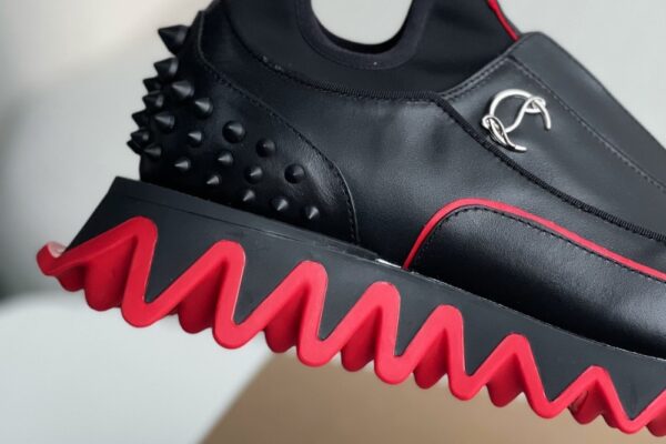 Chistian Loubouti Sharkyloub SP Spikes Sneakers Calf leather neoprene and spikes black 6