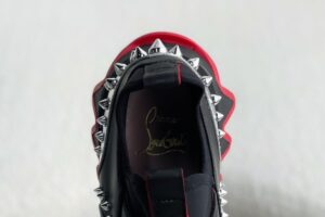 Christian Loubouti Sharkyloub SP Spikes Sneakers Calf leather neoprene and spikes black and silver 8 1