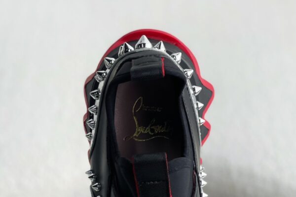Christian Loubouti Sharkyloub SP Spikes Sneakers Calf leather neoprene and spikes black and silver 8 1