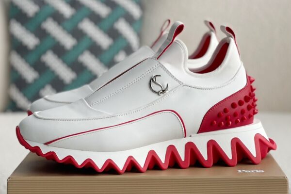 Christian Loubouti Sharkyloub SP Spikes Sneakers Calf leather neoprene and spikes white 2