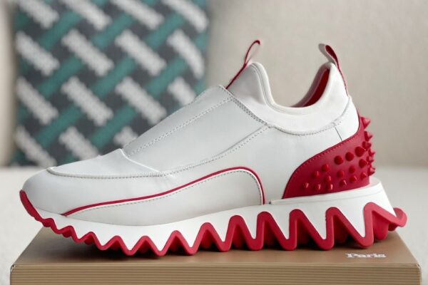 Christian Loubouti Sharkyloub SP Spikes Sneakers Calf leather neoprene and spikes white 4