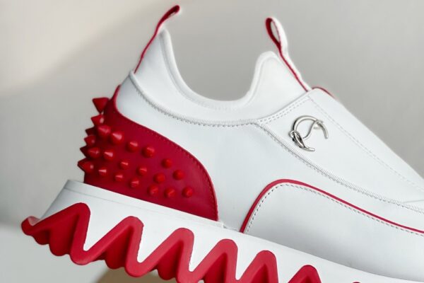 Christian Loubouti Sharkyloub SP Spikes Sneakers Calf leather neoprene and spikes white 7