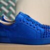 Christian Louboutin Louis Flat Calf Spikes Velour Electric Blue