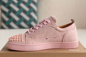 Christian Louboutin Louis Junior Spikes Suede Pink 4