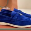 Loro Piana Summer Walk Loafers Suede Blue 2