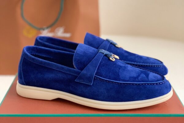 Loro Piana Summer Walk Loafers Suede Blue 2