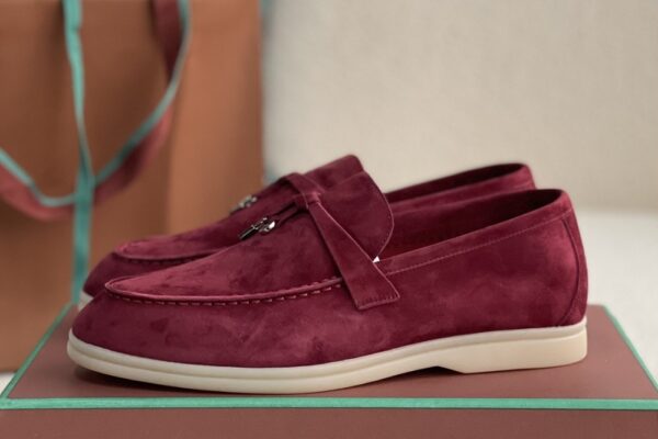 Loro Piana Summer Walk Loafers Suede Burgundy 2
