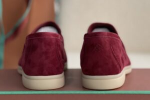 Loro Piana Summer Walk Loafers Suede Burgundy 3