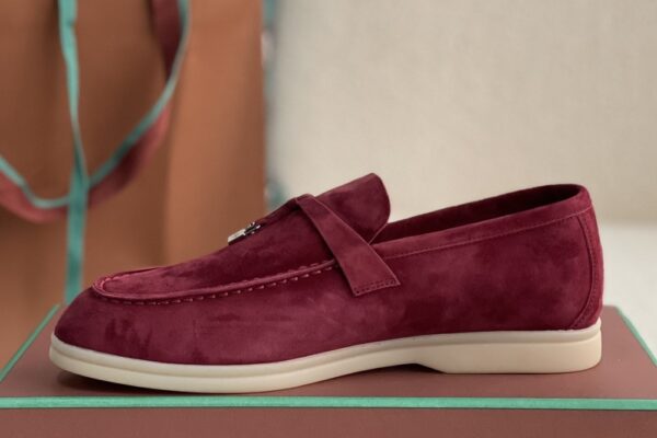 Loro Piana Summer Walk Loafers Suede Burgundy 4