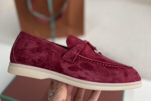 Loro Piana Summer Walk Loafers Suede Burgundy 6