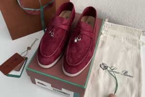 Loro Piana Summer Walk Loafers Suede Burgundy 8