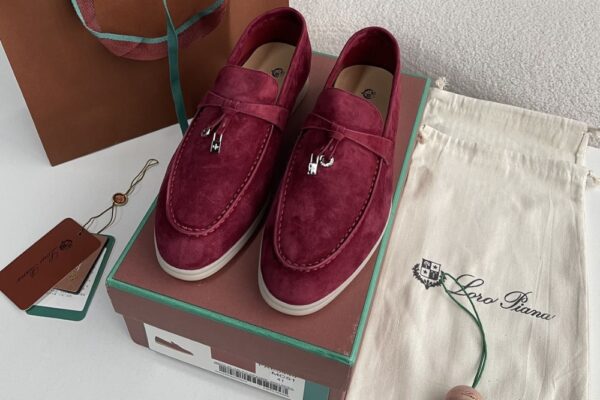 Loro Piana Summer Walk Loafers Suede Burgundy 8